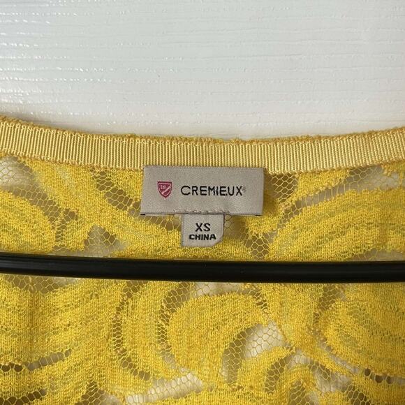 Cremieux Women’s Mustard Yellow Lace Top – Size XS - Picture 3 of 4